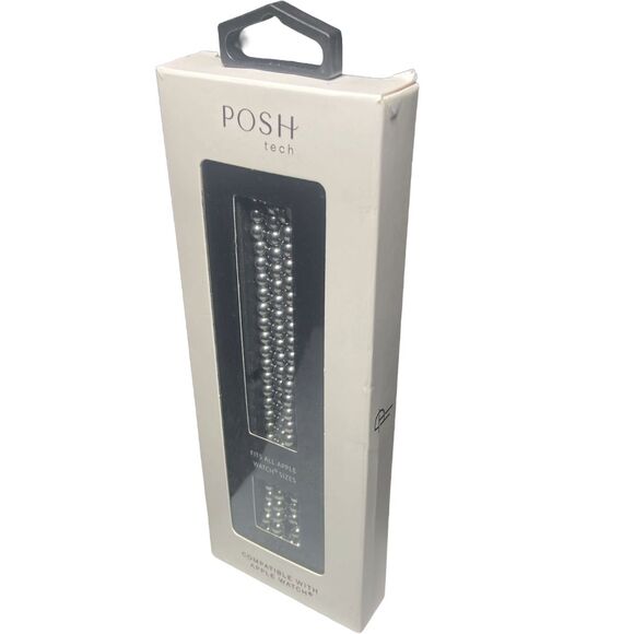 Apple Watch Band Silver Stainless Steel Beaded Bracelet Strap Posh Tech Nova - Picture 5 of 6